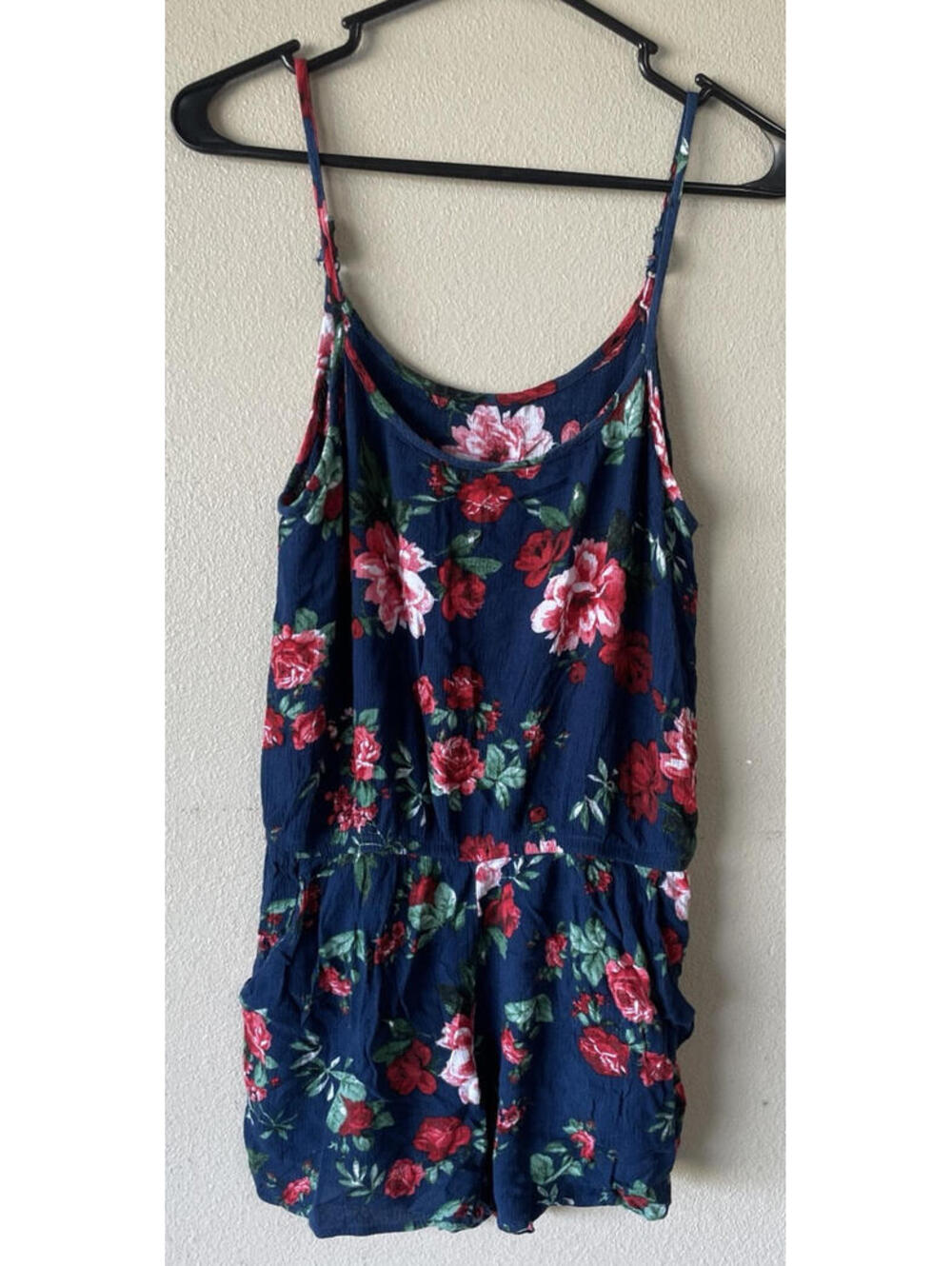 Navy Floral Spaghetti-Strap Romper